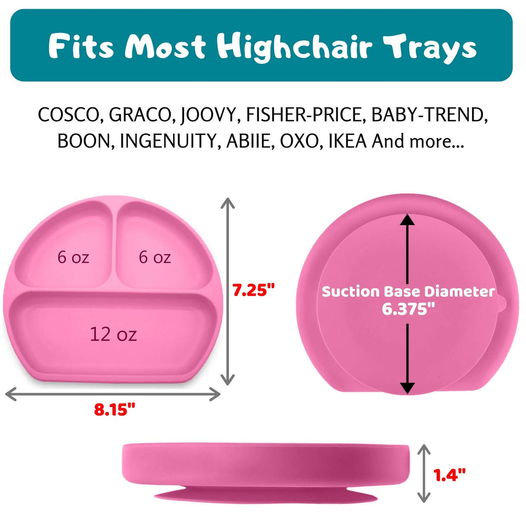 Silikong Suction Plate for Toddlers | BPA Free, 100% Food-Grade Silicone | Microwave, Dishwasher and Oven Safe | Stay Put Divided Baby Feeding Plates
