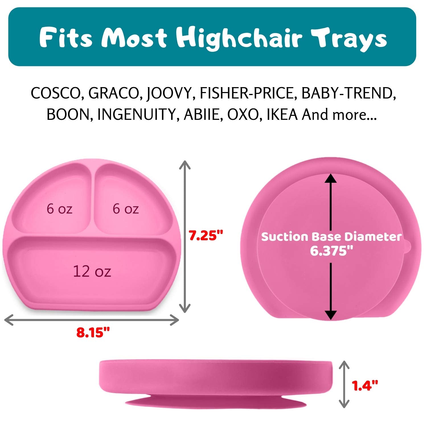 Silikong Suction Plate for Toddlers | BPA Free, 100% Food-Grade Silicone | Microwave, Dishwasher and Oven Safe | Stay Put Divided Baby Feeding Plates
