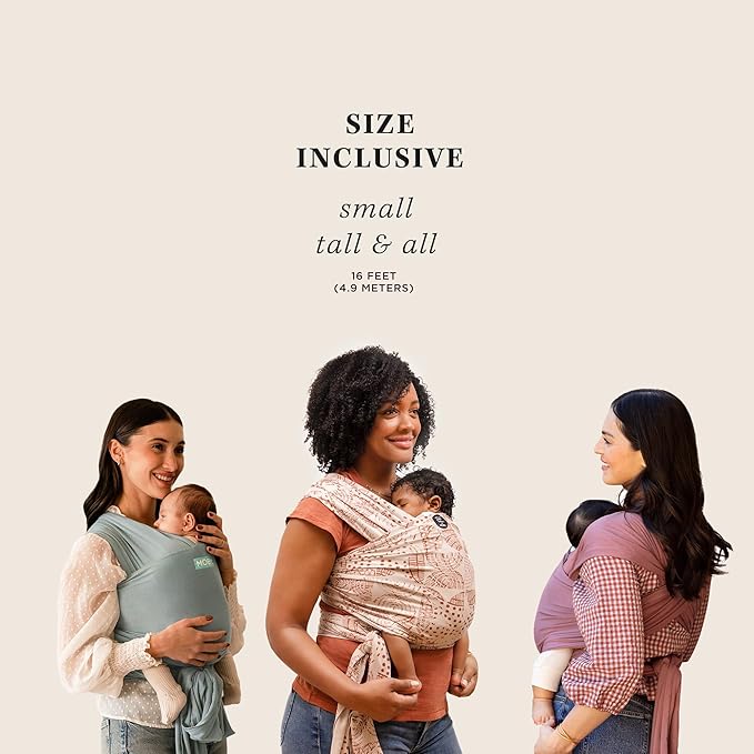 Moby Baby Wrap Carrier Evolution for Newborns to Toddlers (8-33lbs), Infant Sling Carrier, Lightweight & Hands Free Design, Adjustable for All Body Types, Baby Registry Gift (Sea Glass)