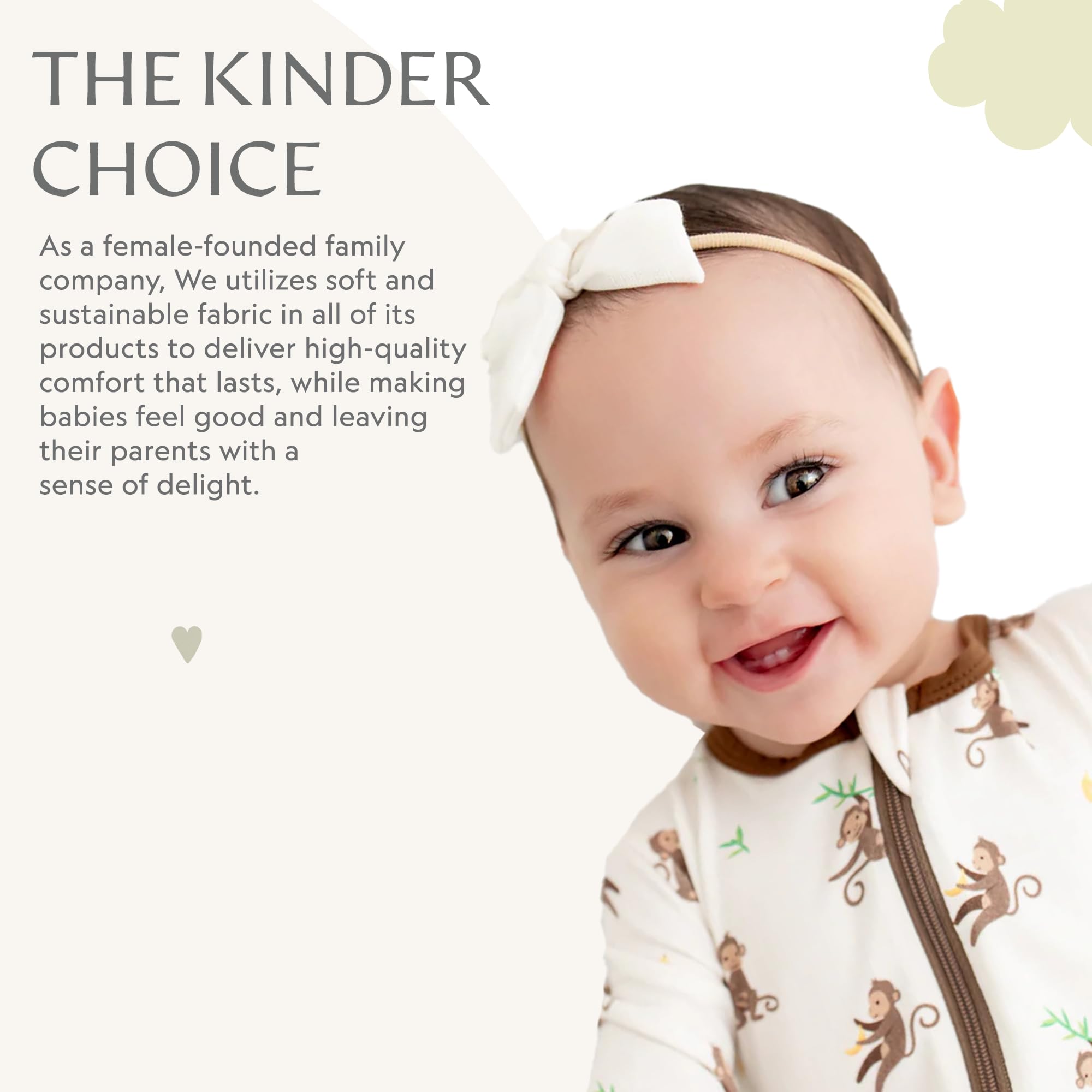 Bamboo Little Soft Baby Footie Pajamas, Monkey, 6-9 Months