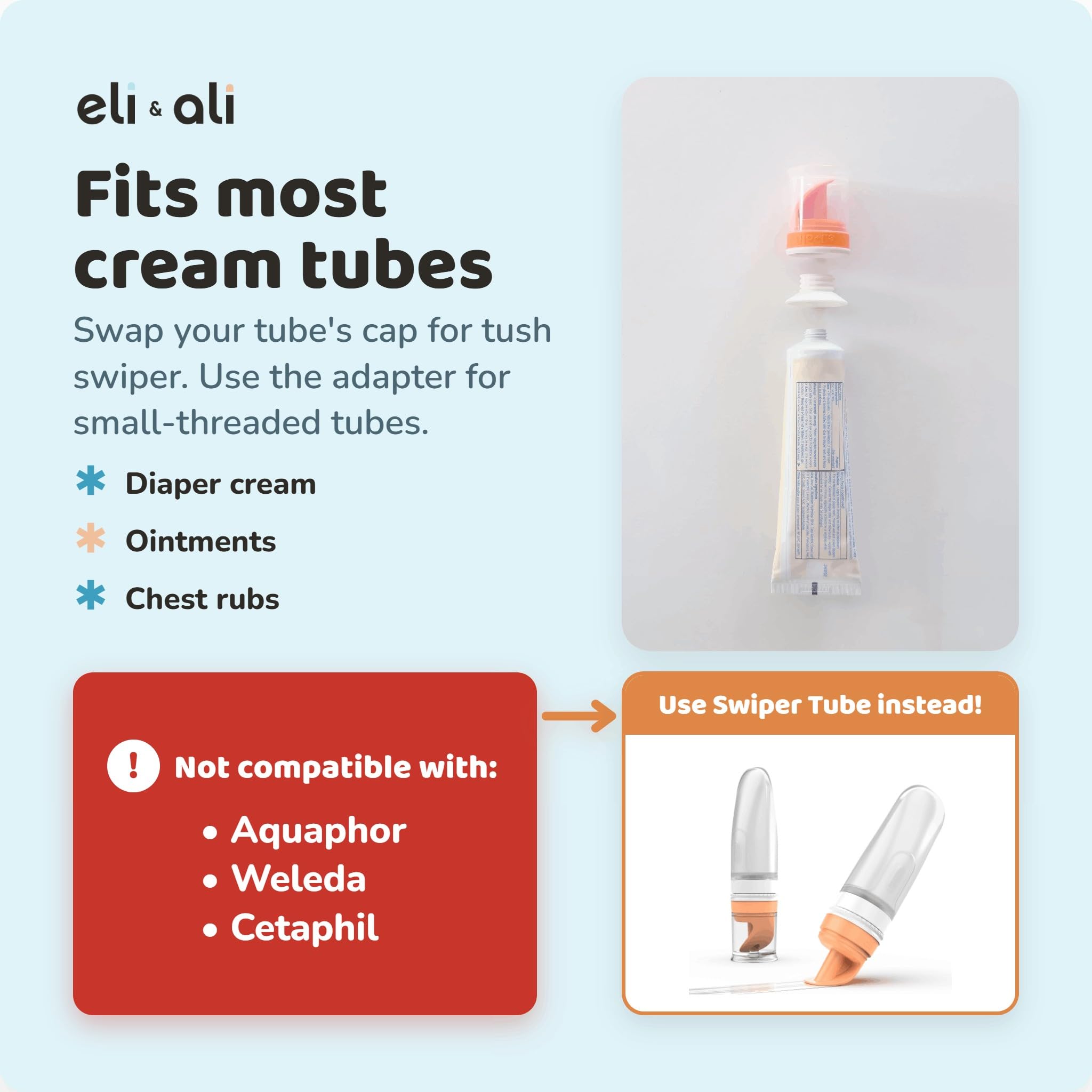 Eli & Ali Tush Swiper - Diaper Cream Applicator Fits Most Creams, Pink 2pk