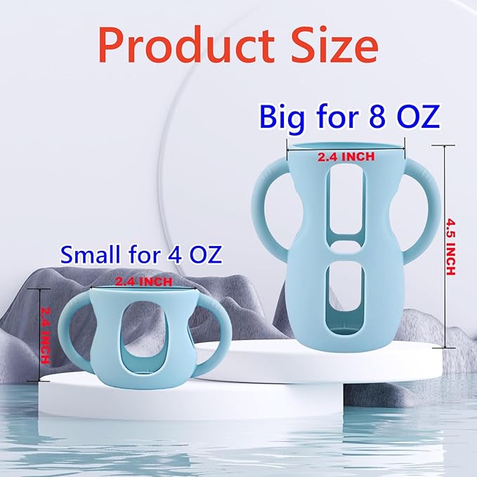 4 Pack Silicone Sleeves for Avent Natural Glass Baby Bottles, Silicone and Easy-Grip Handles for Drop Protection, Compatible with Philips Avent 4/8 OZ Glass Bottle (Light Purple, 4 OZ)