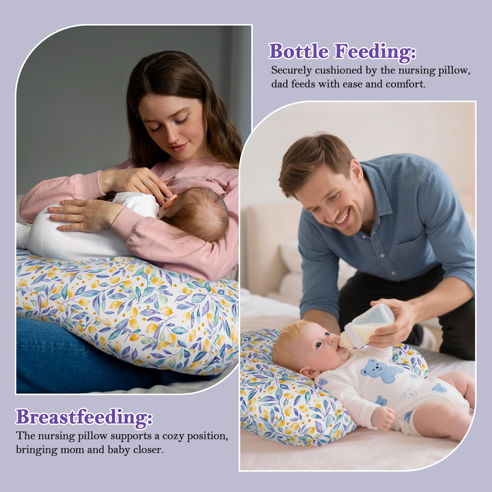 Nursing Pillow & Breastfeeding Pillow – Ergonomic C-Shape for Breastfeeding & Bottle Feeding, Standard Size Breathable with Washable Cover, Hypoallergenic,Tummy Time & Sitting Support (0-12Months)