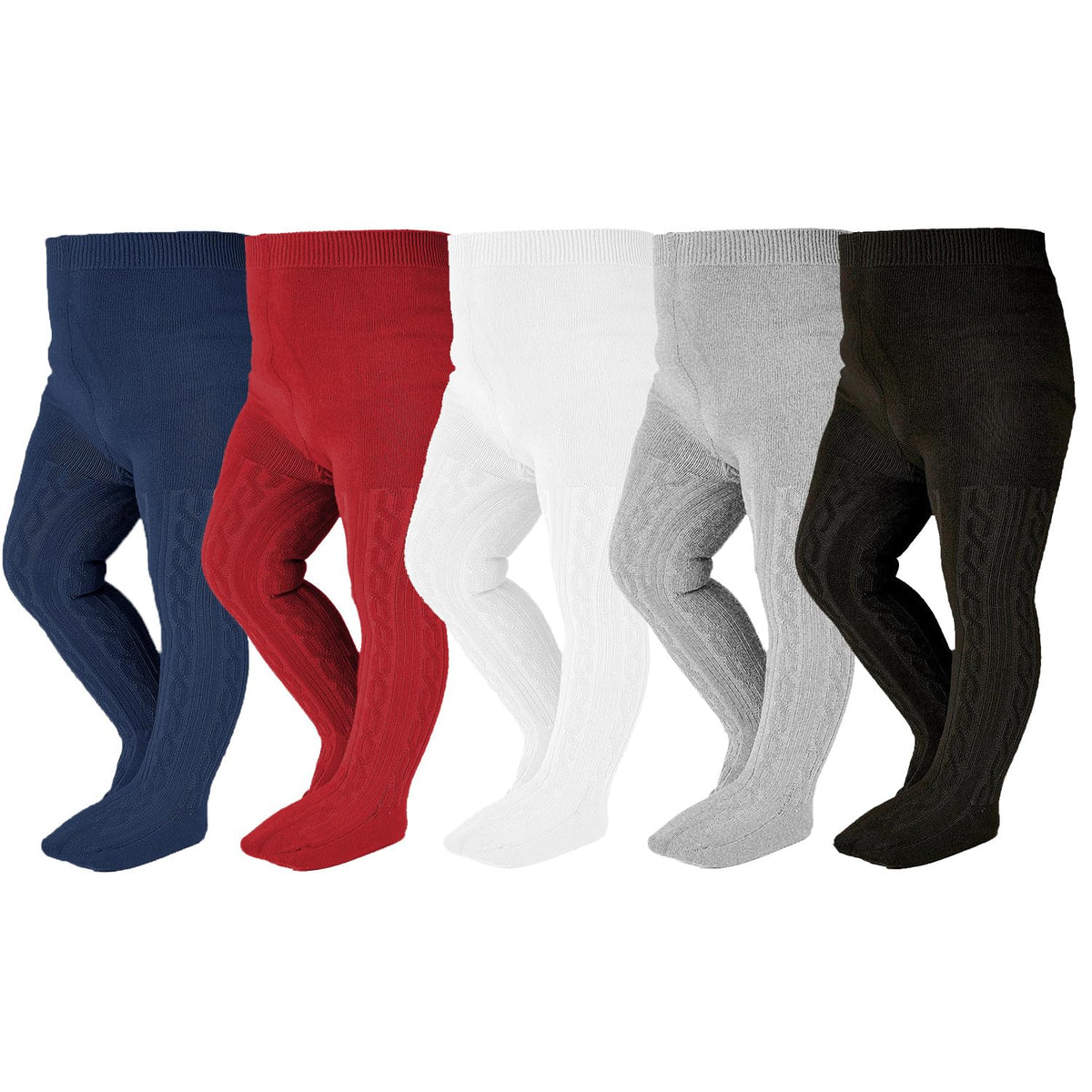 EPEIUS Baby Tights Newborn Girl Seamless Cable Knit Leggings Thick Cotton Stockings Footed Pants Pantyhose 0-3 Months 3 Pack,White