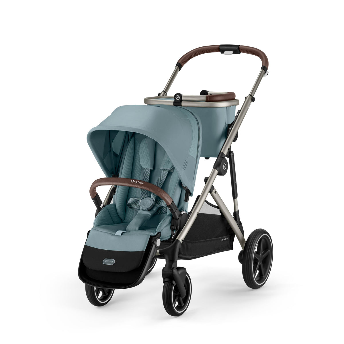 Cybex Gazelle S Stroller Modular Double for Infant and Toddler Includes Detachable Shopping Basket Over 20+ Configurations Folds Flat Easy Storage, Seashell Beige, 1.0 Count, 28.4 pounds