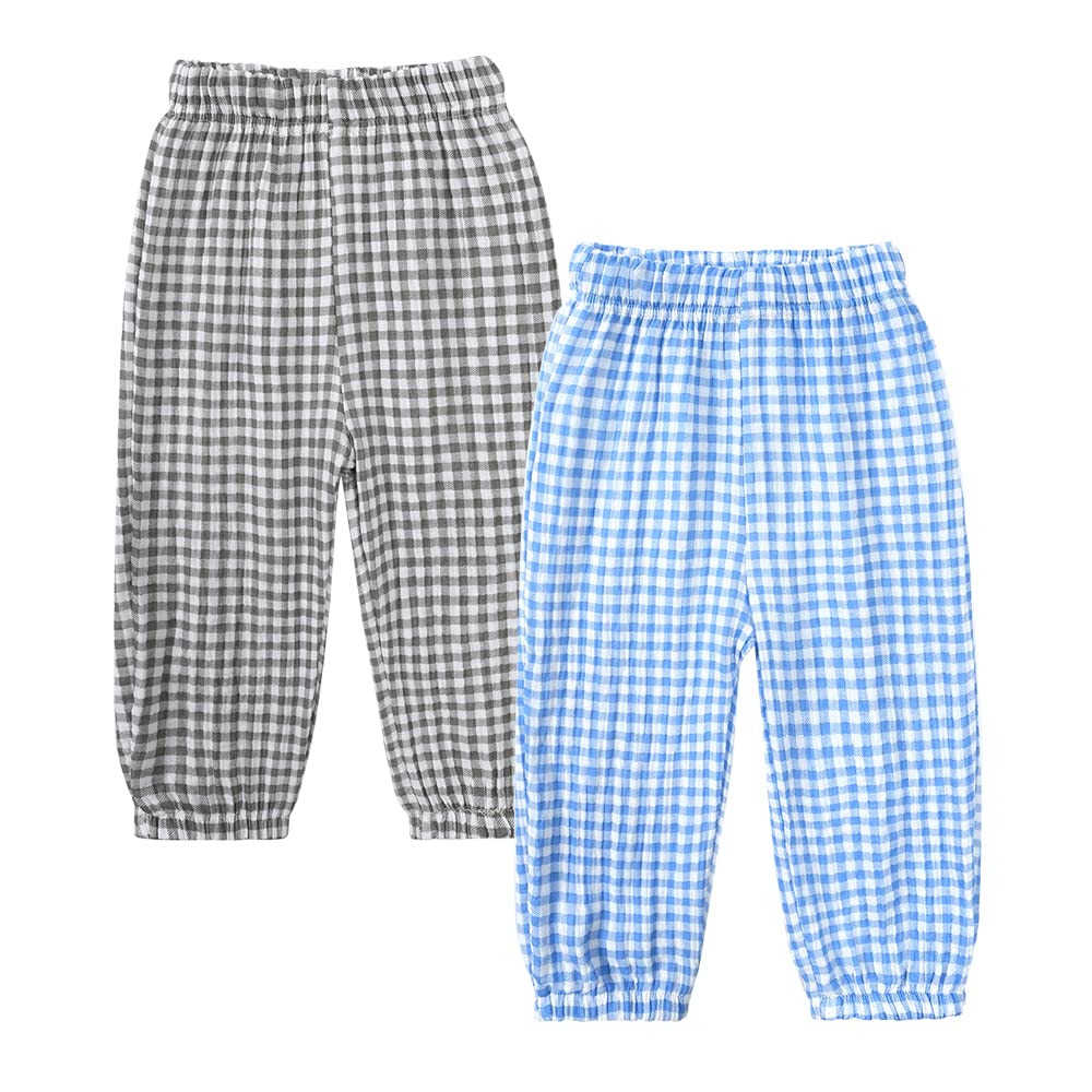 MYGBCPJS Baby Boys Girls 3 Pack Cotton Linen Long Bloomers Ankle Length Trousers Kids Lightweight Elastic Waist Harem Pants