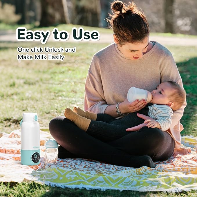 Portable Bottle Warmer -Dual Heating Modes for Breast Milk & Water, Milk Warmer for Baby with Fast Heating,17 Ounces Capacity Suitable for Baby Outdoor, Car, and Airplane Travel Bottle Warmer