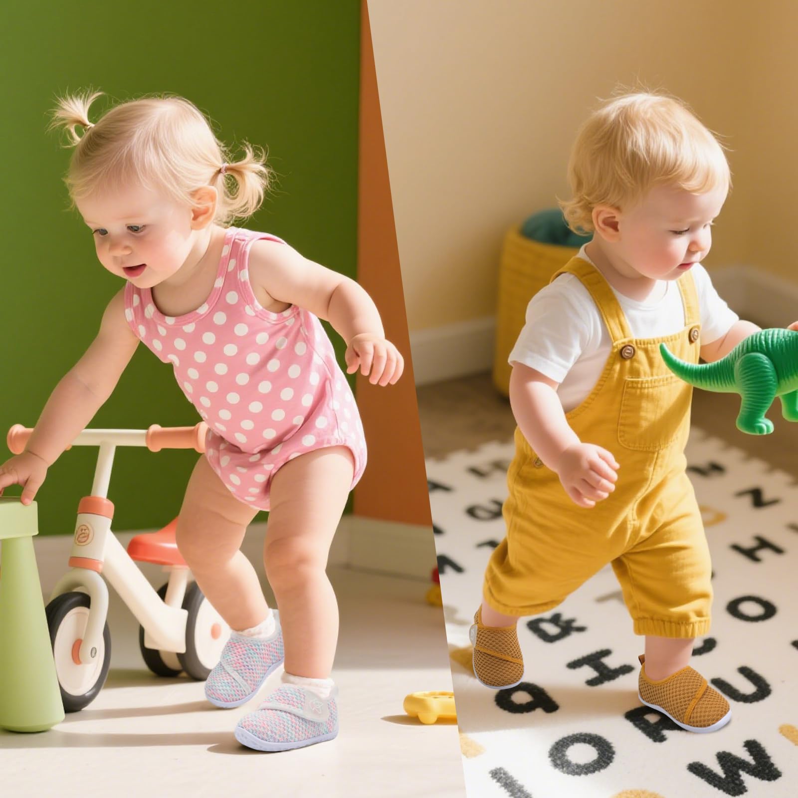 LeIsfIt Baby Shoes Boys Girls First Walking Shoes Non-Slip Infant Sneakers Lightweight Slip-on Crib Sneakers for First Walkers Light Grey 6-12 Months