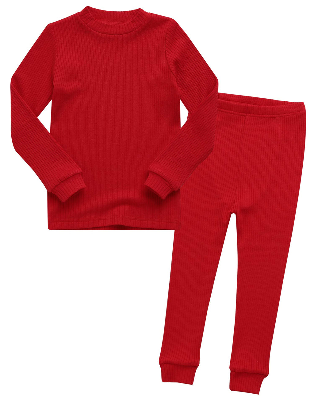 VAENAIT BABY Infant Toddler Kids Girls Long Sleeve Modal Sleepwear Pajamas 2pcs Set Rib Knit Red S
