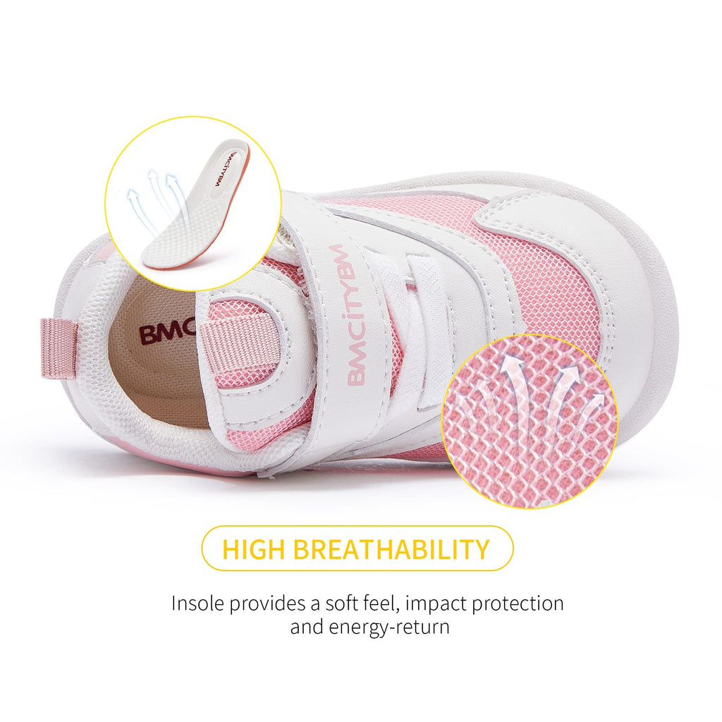 BMCiTYBM Baby Walking Shoes Girls Boys Sneakers Infant Shoes 6 9 12 18 24 Months Pink Size 18-24 Months Toddler