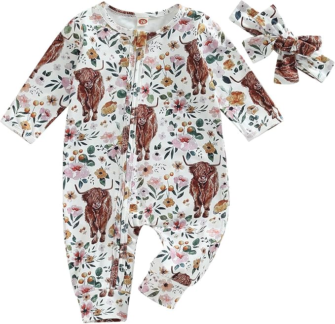 CIYCUIT Baby Girls Cactus Footies Newborn Zip Up Onesie Romper