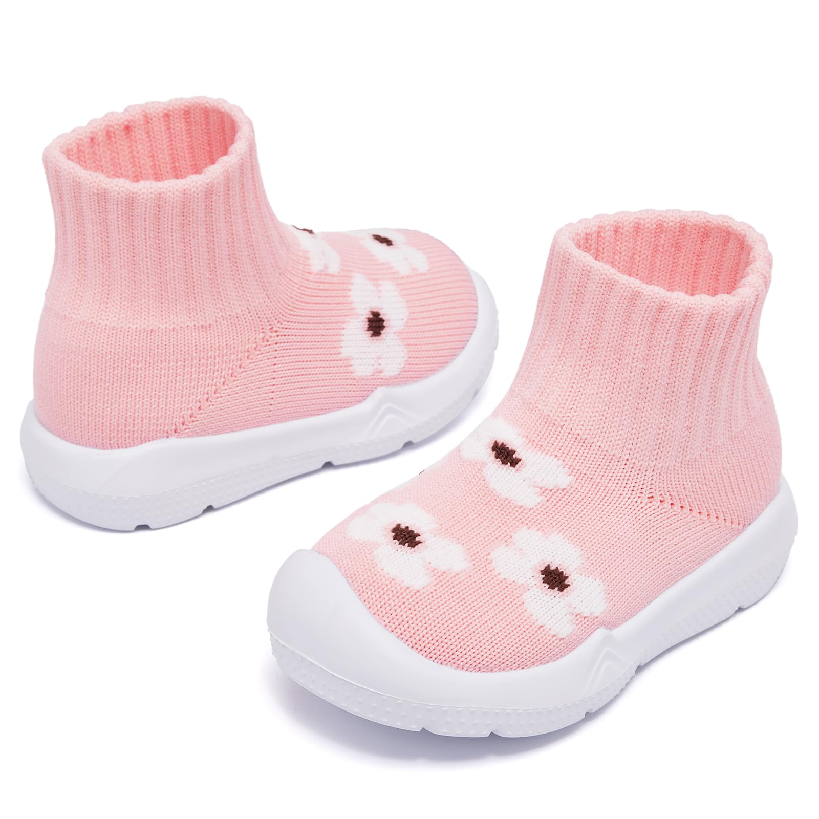 MORENDL Toddler Sock Shoes Baby Walking Shoes Infant Slippers Boys & Girls Non-Slip Sneakers Pink Flower