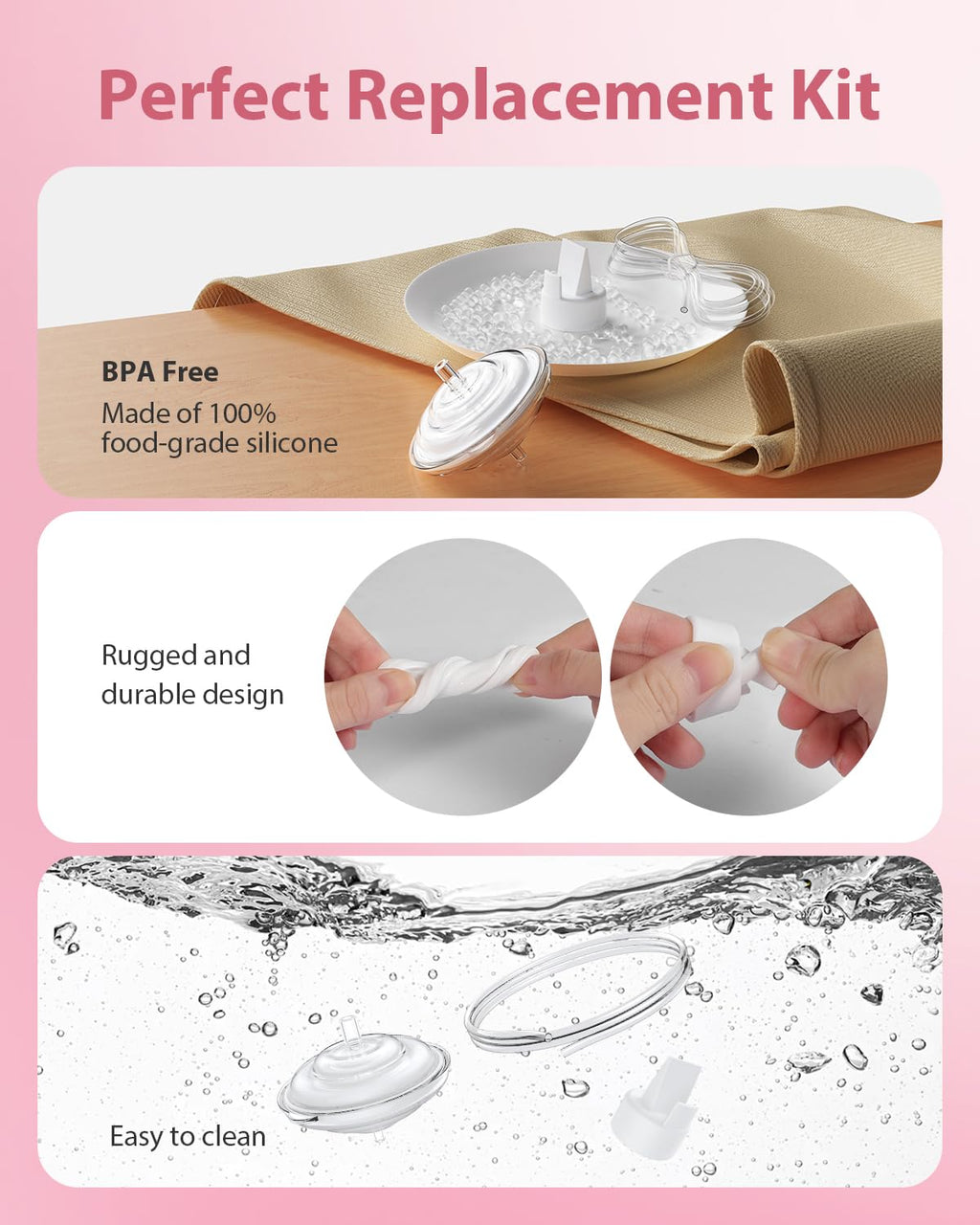 BALIME 8Pcs Pump Parts Compatible with Spectra S1/S2/9 Plus, Duckbill Valves, Backflow Protector Membrane and Tubes (Not Original Spectra Accessories)