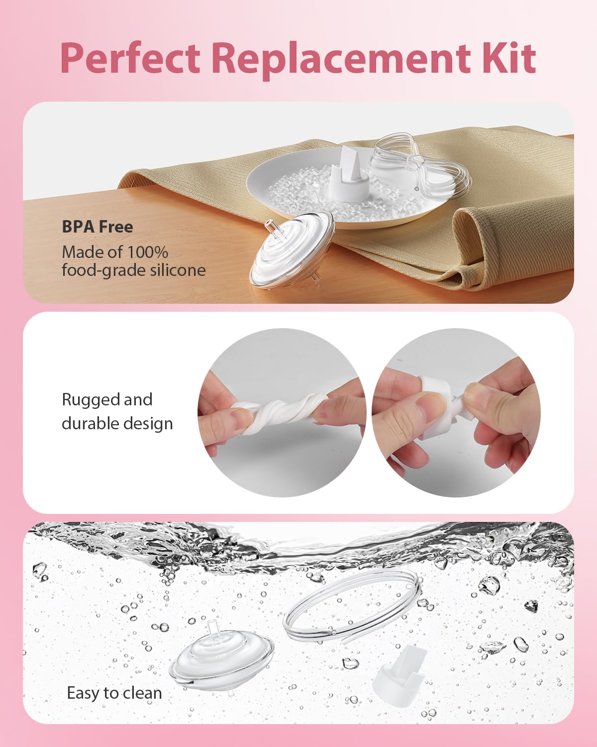 BALIME 8Pcs Pump Parts Compatible with Spectra S1/S2/9 Plus, Duckbill Valves, Backflow Protector Membrane and Tubes (Not Original Spectra Accessories)