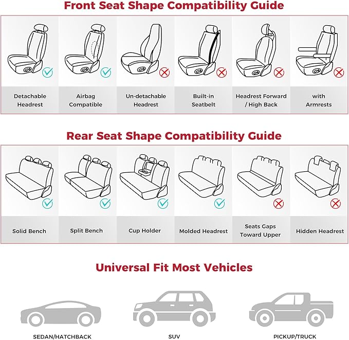 FREESOO Front Seats 2PCS Leather Car Seat Covers, Ultra Breathable Waterproof Seat Covers for Cars Trucks SUV, Carseat Protector Car Seat Cover Fit for Most Vehicles, Black