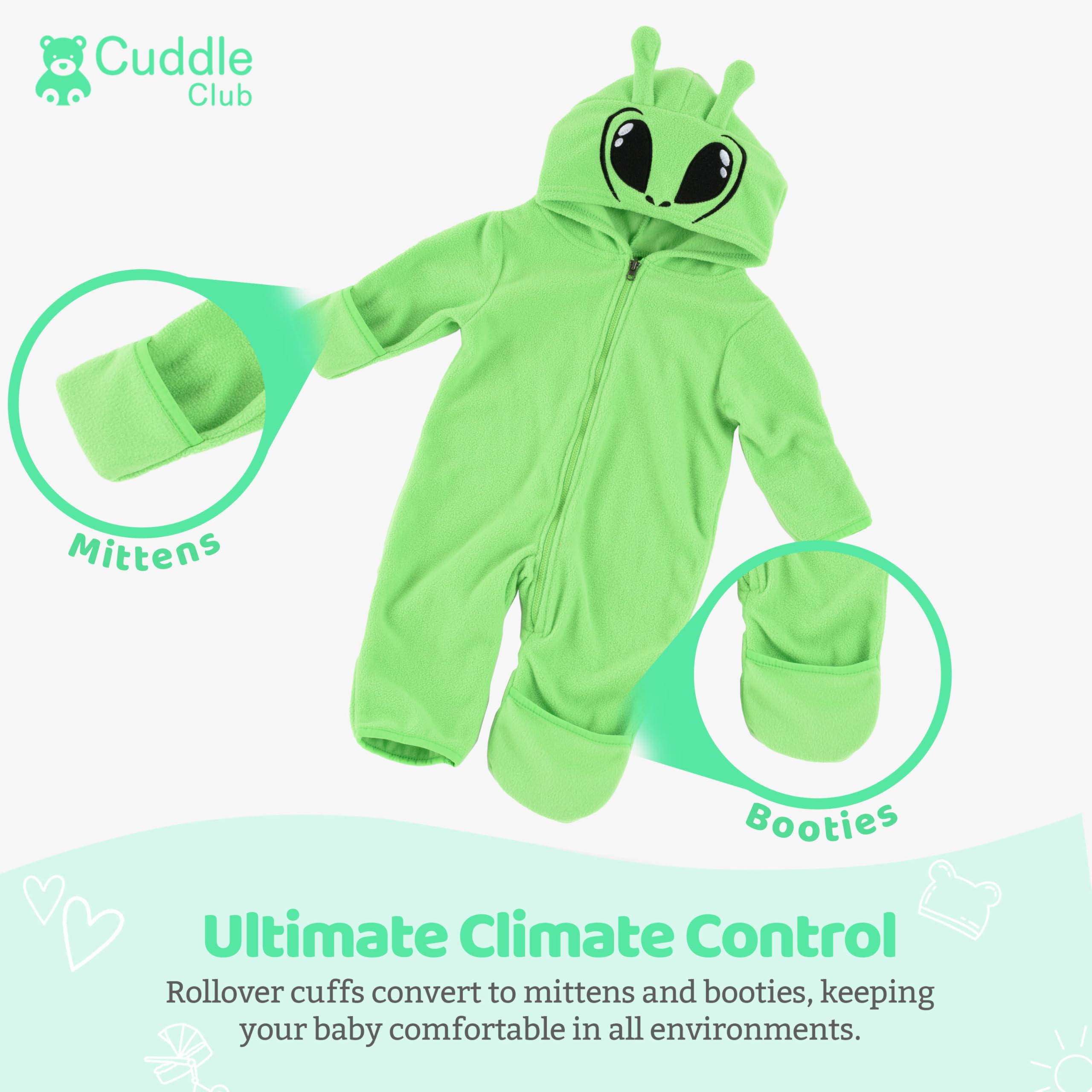 Cuddle Club Fleece Baby Bunting Bodysuit – Infant One Piece Kids Hooded Romper Outerwear Toddler Jacket