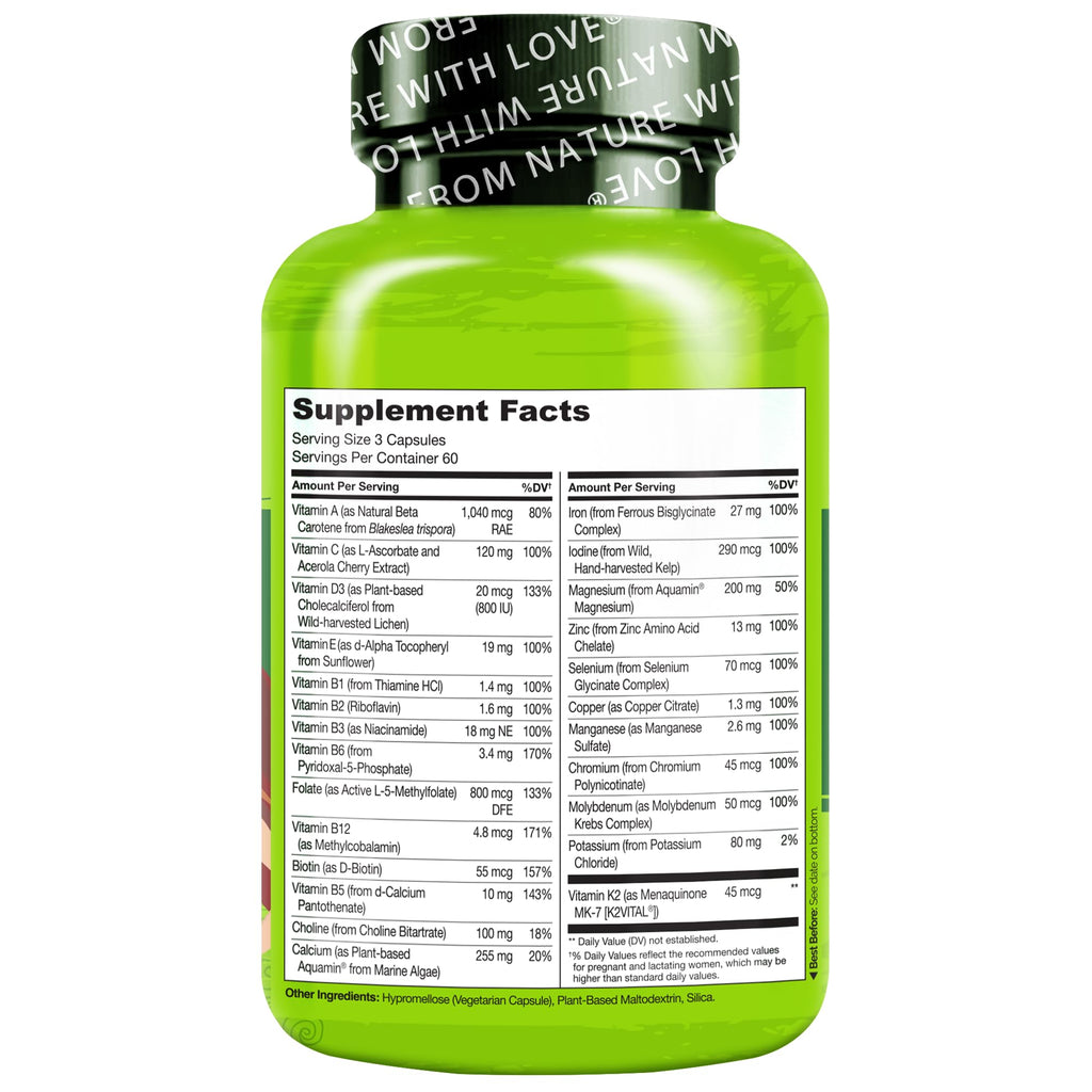 NATURELO Prenatal Multivitamin with Choline & Folate, 180 Capsules