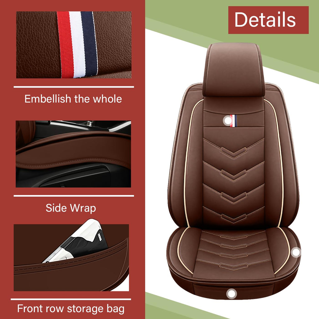 TENDER GLOW Leather Car Seat Covers Fit for LR Range Rover Evoque 2019-2025, 5 Seater Waterproof and Wear-Resistant Seat Cover Interior Accessories(Full Set,Coffee)