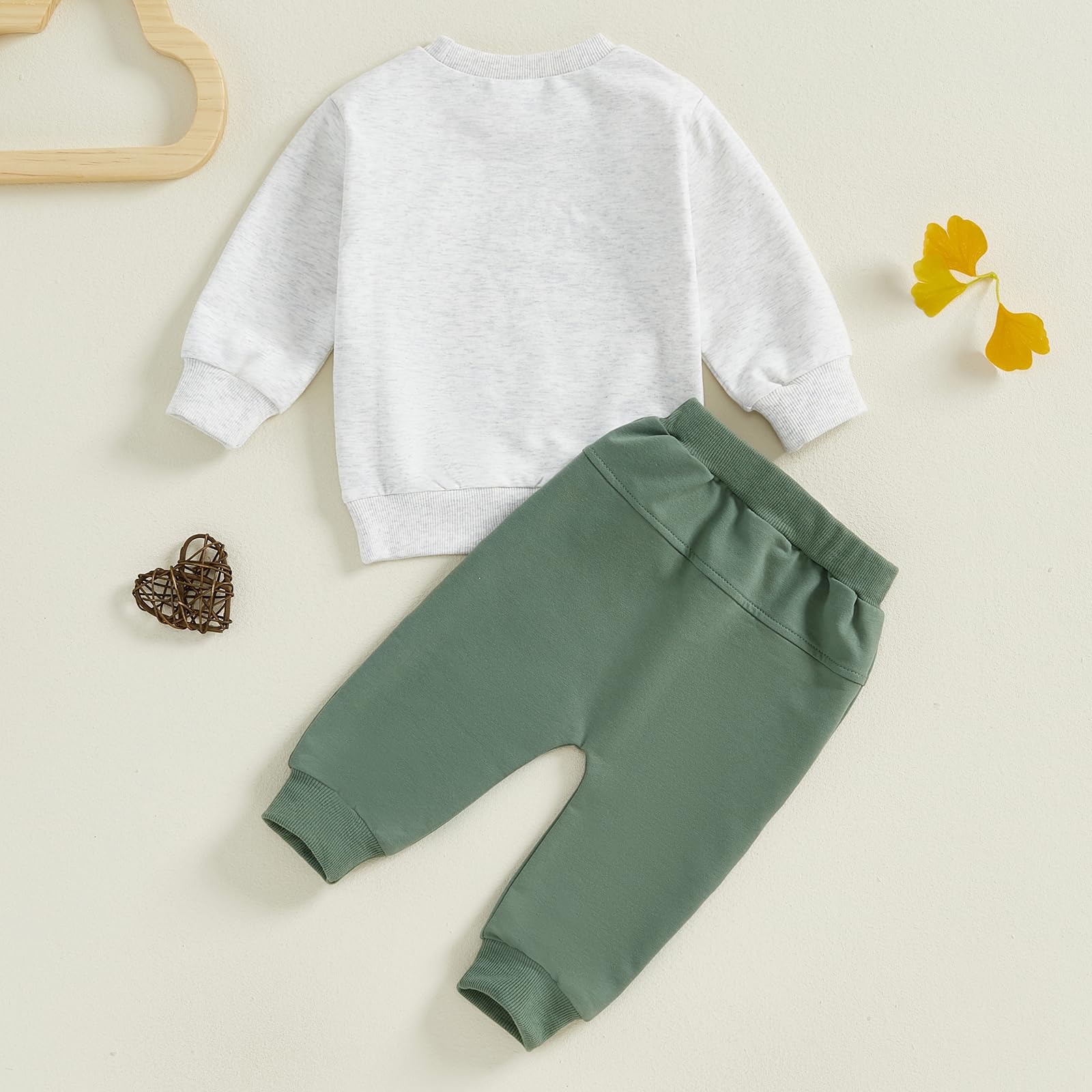 Sejardin Toddler Baby Boy Fall Winter Outfit Long Sleeve Letter Print Sweatshirts and Jogger Pants Infant Boy Clothes (Snacks Gray, 3-6 Months)