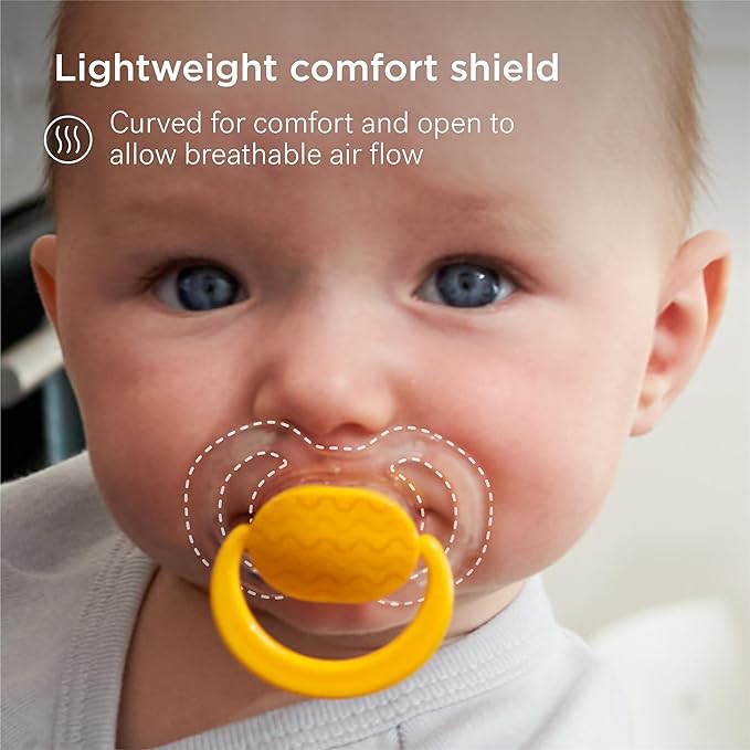 Smilo Baby Pacifier with Orthodontic Design for Healthy Dental Development - Stage 1 for Babies 0-3 Months - Pack of 3X 100% Silicone Newborn Pacifiers BPA Free - Green