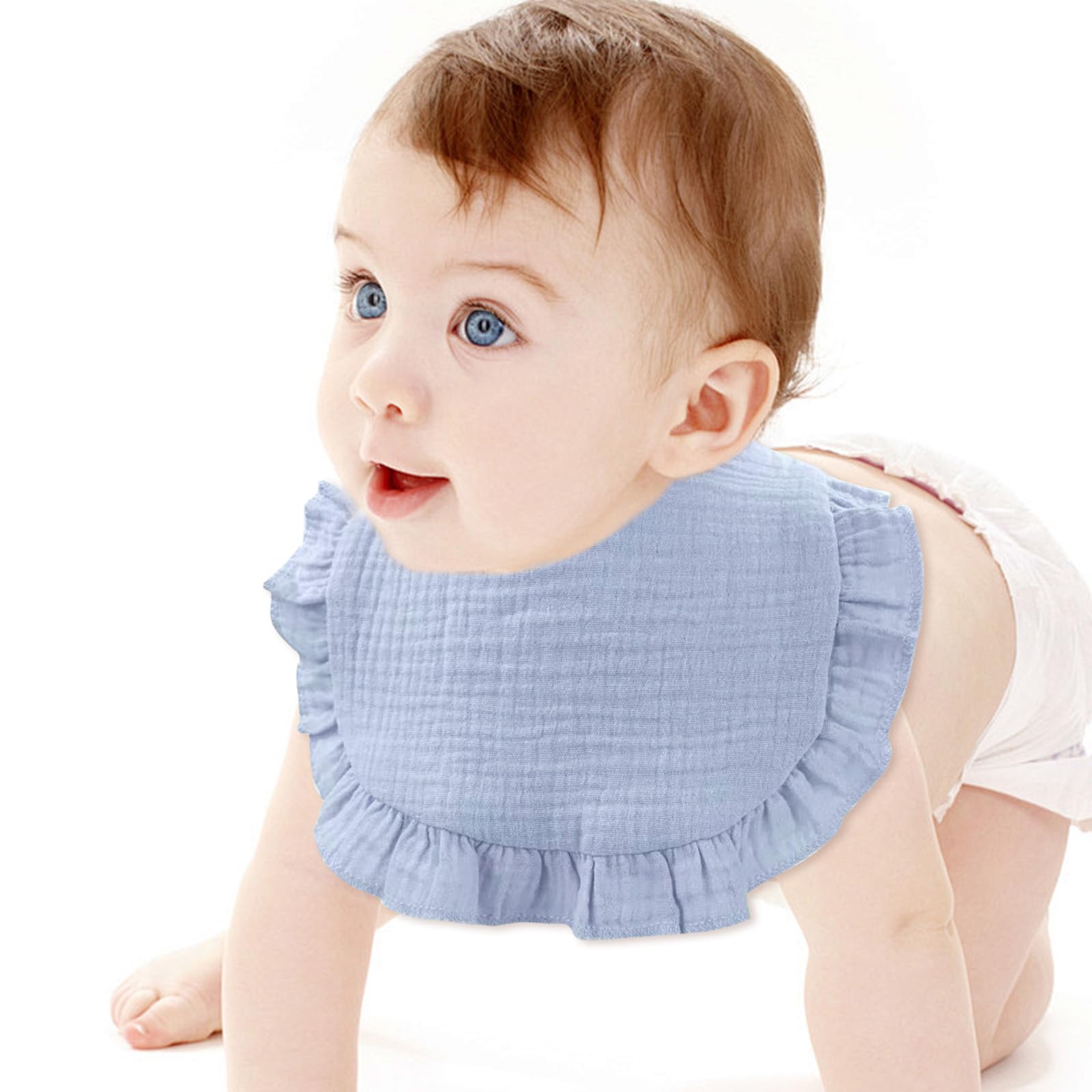 DOSMINE Baby Muslin Bibs 12 Pack Ruffle Drool Bibs for Teething