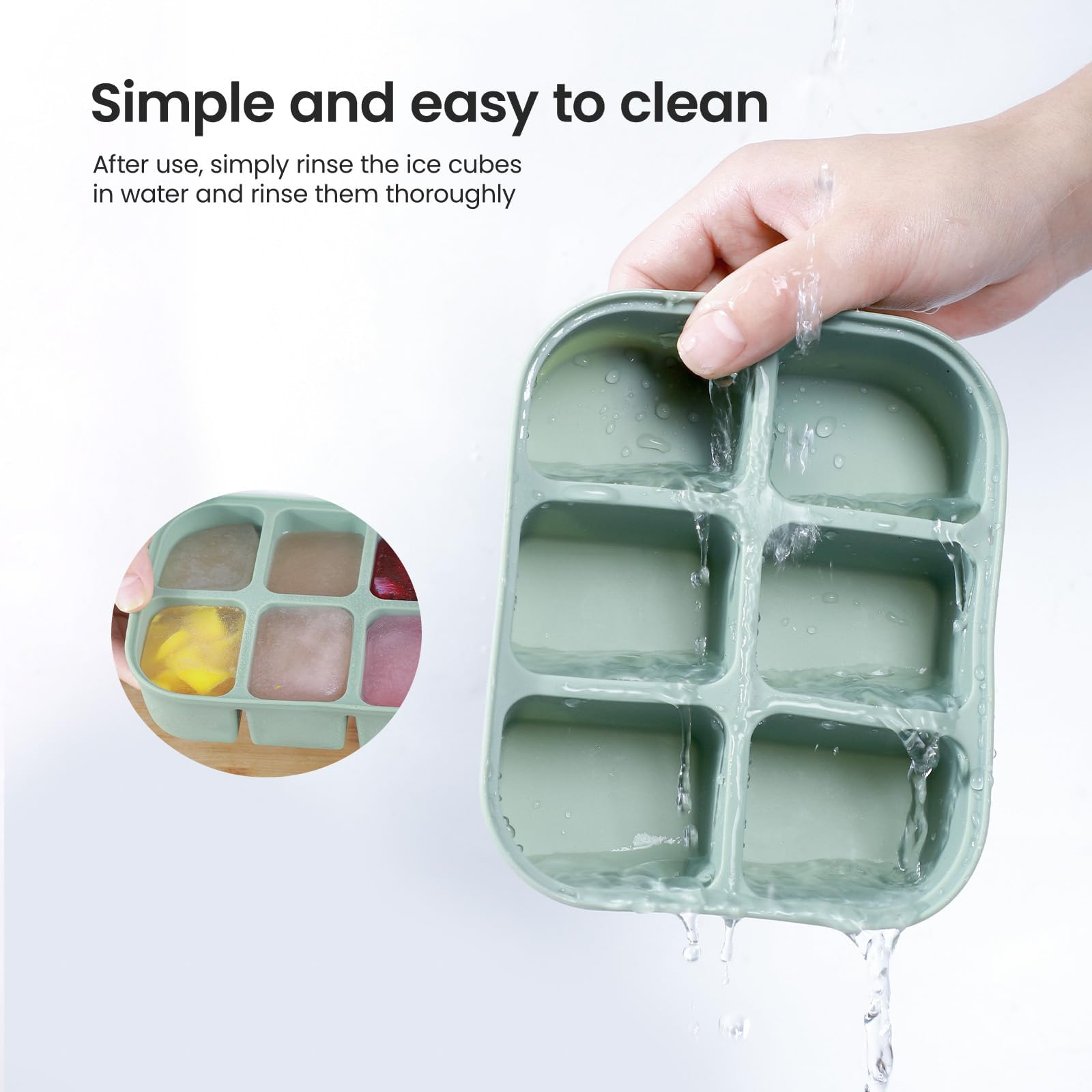 Nbyouw Ice Cube Tray 2 Pack – Stackable Large Silicone Ice Cube Freezer Molds & Easy Release Square Ice Cube Maker with Removable Lid BPA Free for Cocktail,Whiskey，Soup Baby Food