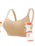 Pumping Bra Hands Free Zip Opening Design Seamless Nursing Bras for Breastfeeding High Support Nursing & Pumping Bra in One Nude M