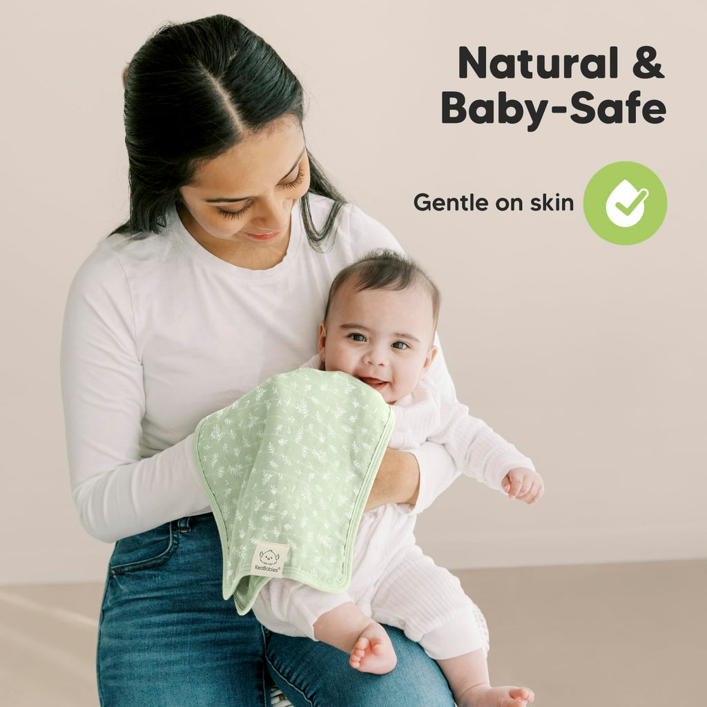 KeaBabies Cotton Muslin Burp Cloths Baby Boy, Girl, 5-Pack 20x10 (Bloom)