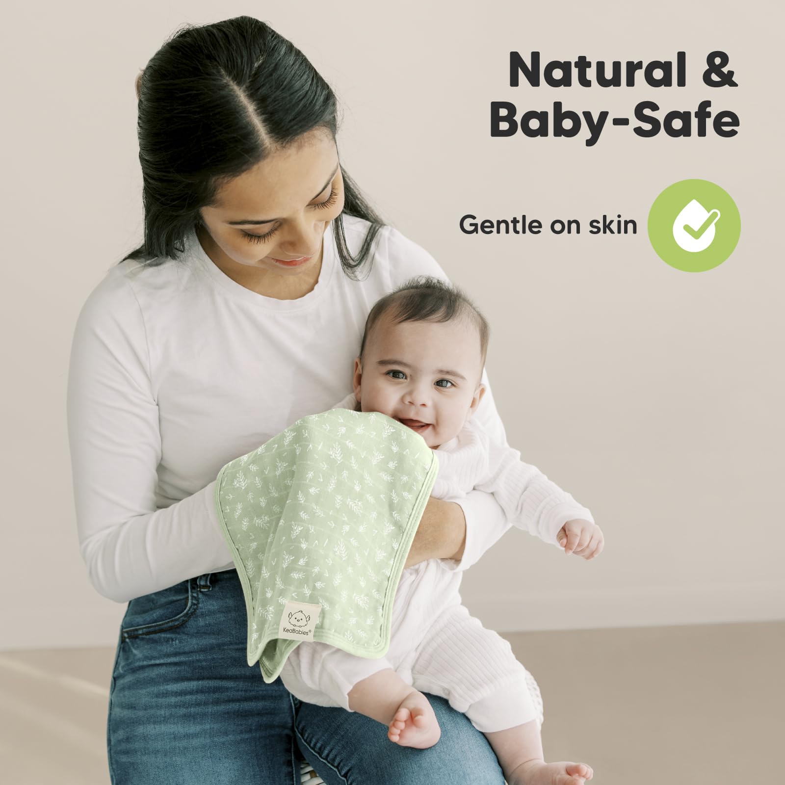 KeaBabies Cotton Muslin Burp Cloths Baby Boy, Girl, 5-Pack 20x10 (Bloom)