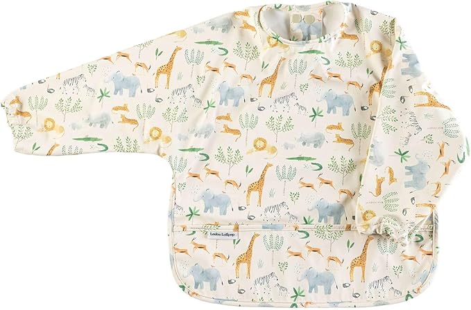 Loulou Lollipop Long Sleeve Bib for Babies & Toddlers – Waterproof, Wipeable, Easy to Clean, Spill Proof Full Sleeve Feeding Bib with Adjustable Fit, 6-36 Months Old - Ditsy Floral