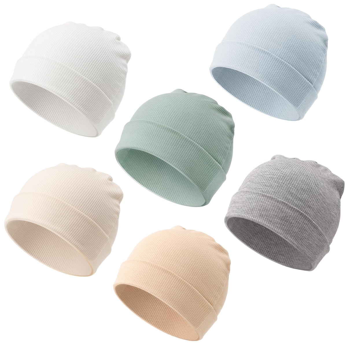DRESHOW BQUBO 6 Pack Baby Newborn Hats Set for Unisex Infant Newborn Toddler Soft Beanie Hat for Boys Girls 0-6 Months