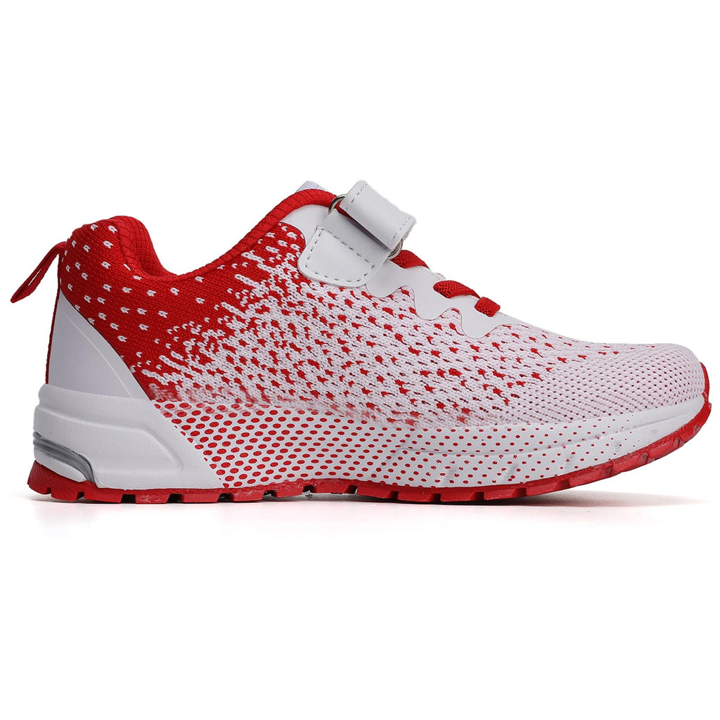KUBUA Kids Sneakers Lightweight Boys Girls Tennis Shoes White Red