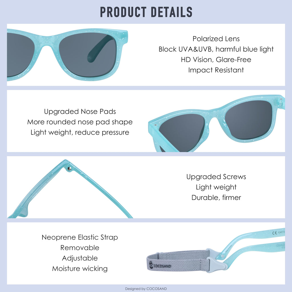 COCOSAND Flexible Polarized Baby Sunglasses with Strap