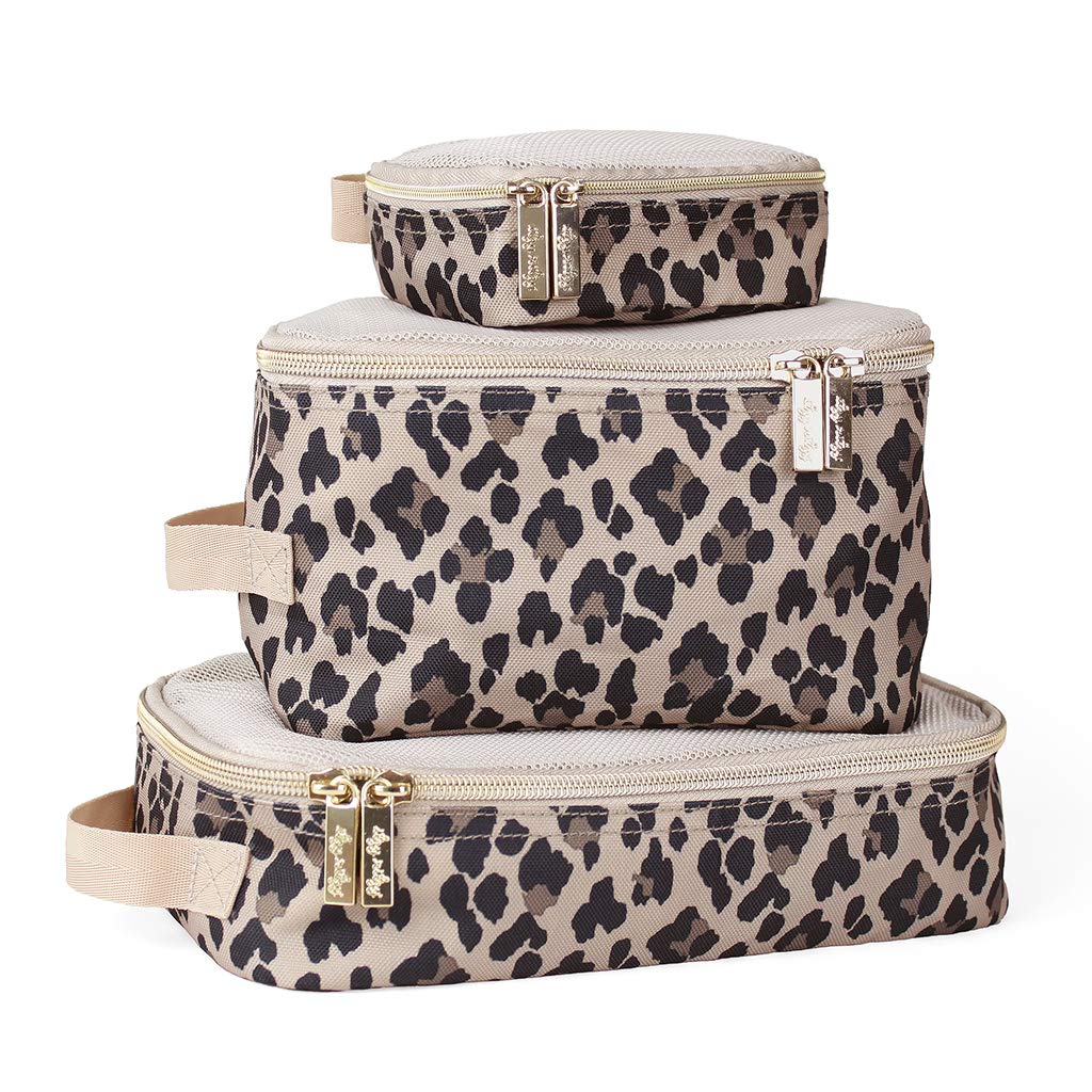 Itzy Ritzy Packing Cubes for Travel, Set of 3 Travel Organizers (Leopard)