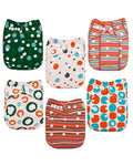 ALVABABY Baby Cloth Diaper 6 Pack with 12 Inserts One Size Cloth Diaper Covers Adjustable Washable Reusable for Baby Girls and Boys 6DM125