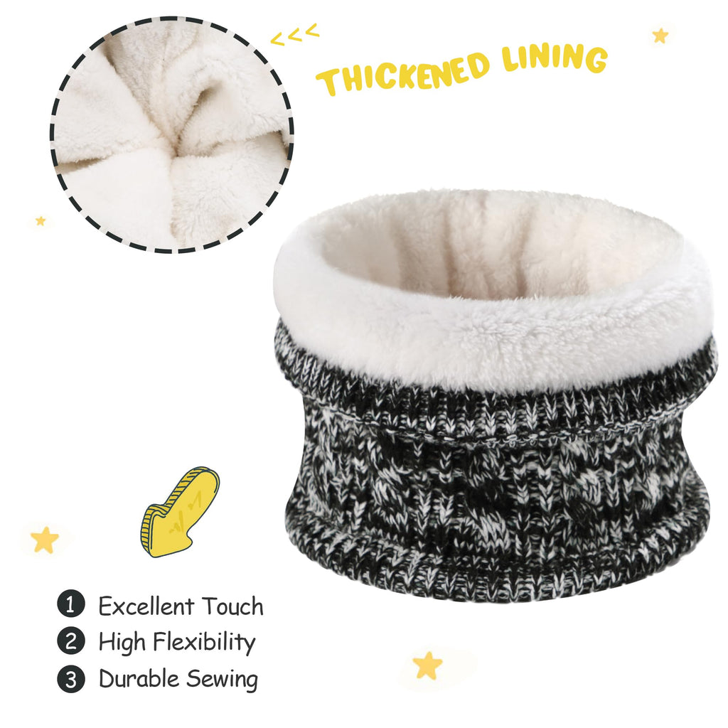 Kids Toddler Infants Winter Hats Scarfs Gloves Set Pompom Beanie Caps Mittens Neck Warmer with Fleece for 0 6 12 18 Months 1 2 3 4 Years Old Baby Girls Boys Gifts