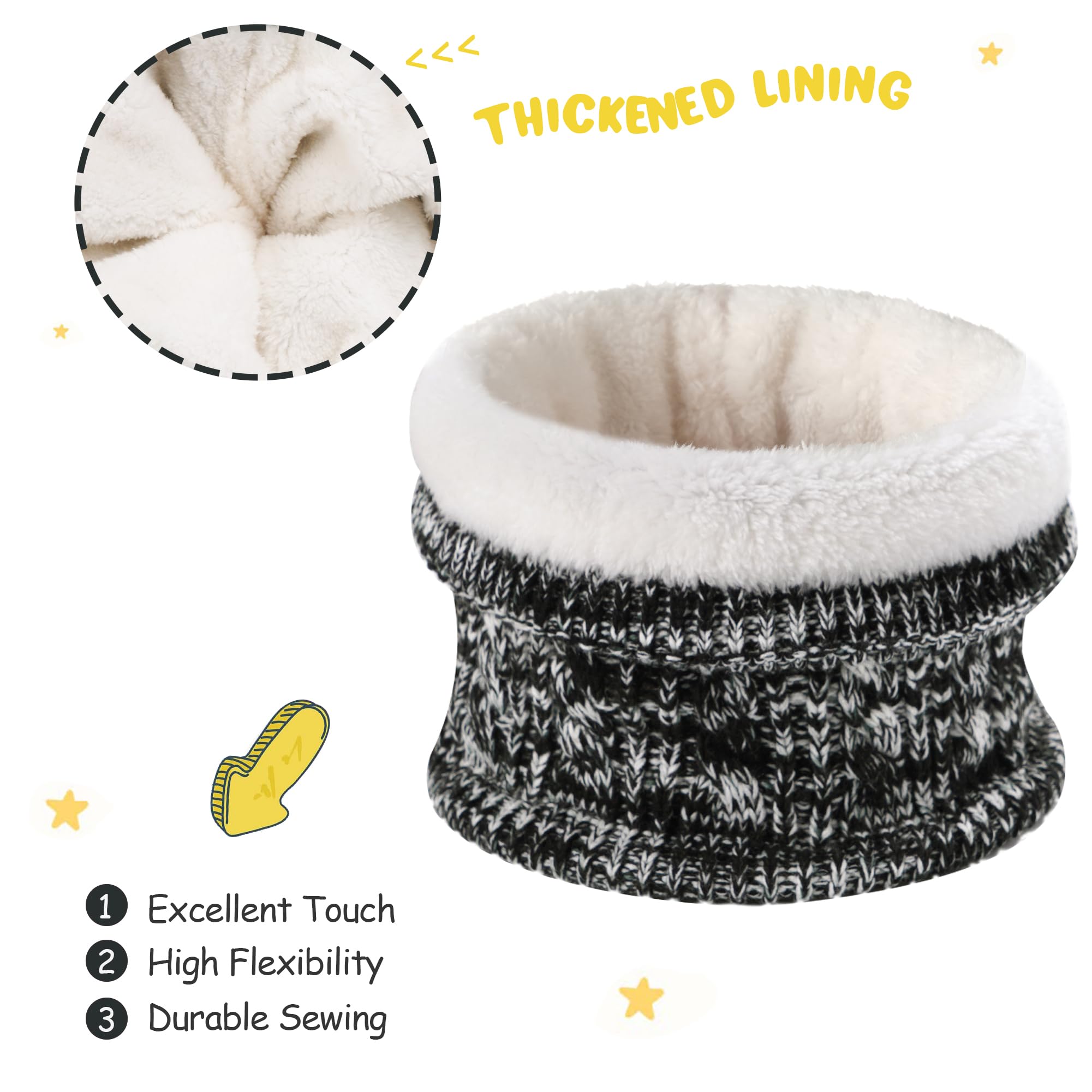 Kids Toddler Infants Winter Hats Scarfs Gloves Set Pompom Beanie Caps Mittens Neck Warmer with Fleece for 0 6 12 18 Months 1 2 3 4 Years Old Baby Girls Boys Gifts