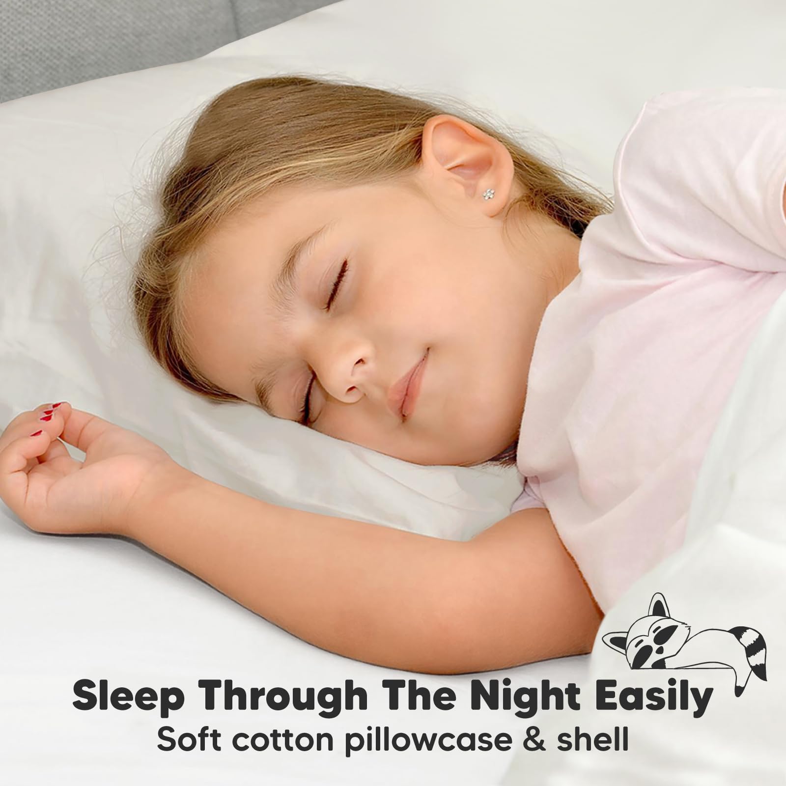 Toddler Pillow with Pillowcase, 13x18 My Little Dreamy Pillow (Clay)
