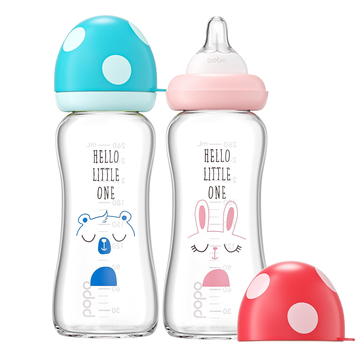 YOHKOH Natural Glass Baby Bottles, 8.8oz Red-A 4‑Pack