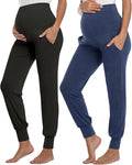 AMPOSH Women's Maternity Pants Stretchy Lounge Workout Pants Casual Loose Comfy Pregnancy Joggers with Pockets