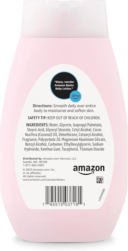 Amazon Basics Baby Lotion, Mild & Gentle, Hypoallergenic, Paraben Free, Phthalate Free, Dye Free, Lightly Scented, 13.6 Fl Oz (Pack of 1) (Previously Solimo)