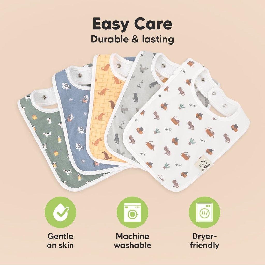 KeaBabies 8-Pack Organic Baby Bibs for Boys, Girls Drool Bibs (Pets & Paws)