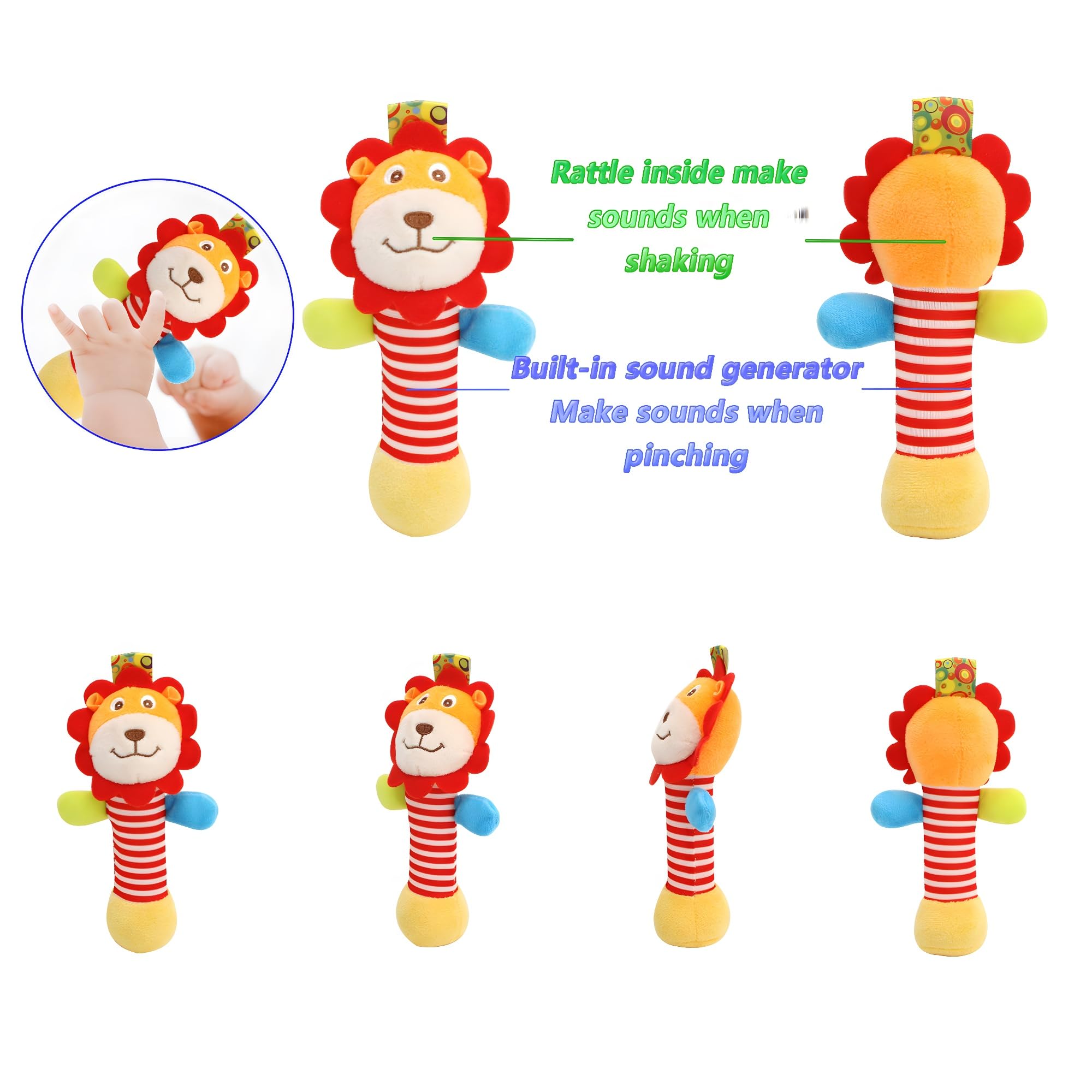 Wrist Rattles Foot Finder Rattle Toy for 0-4 Months Baby, Feet Leg Ankle Socks Arm Hand Bracelet Shaker for 4-8 Months Infant boy & Girl, Gift Set for 0-1 Years Newborn Babies (5 pcs-A)