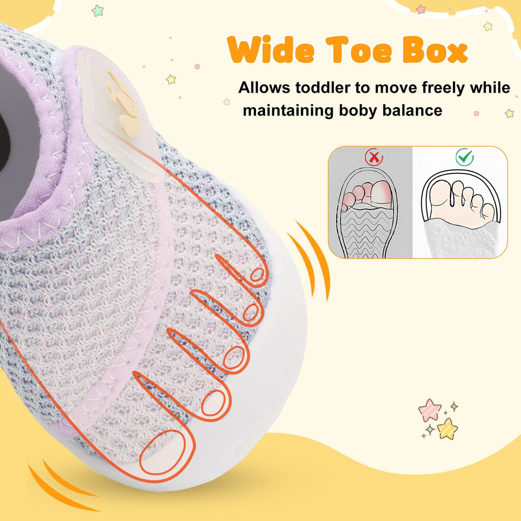 FEETCITY Baby Walking Shoes Girls Boys Infant Shoes Newborn Crib Shoe Wide Toe Box Slip On Baby Sneakers Purple