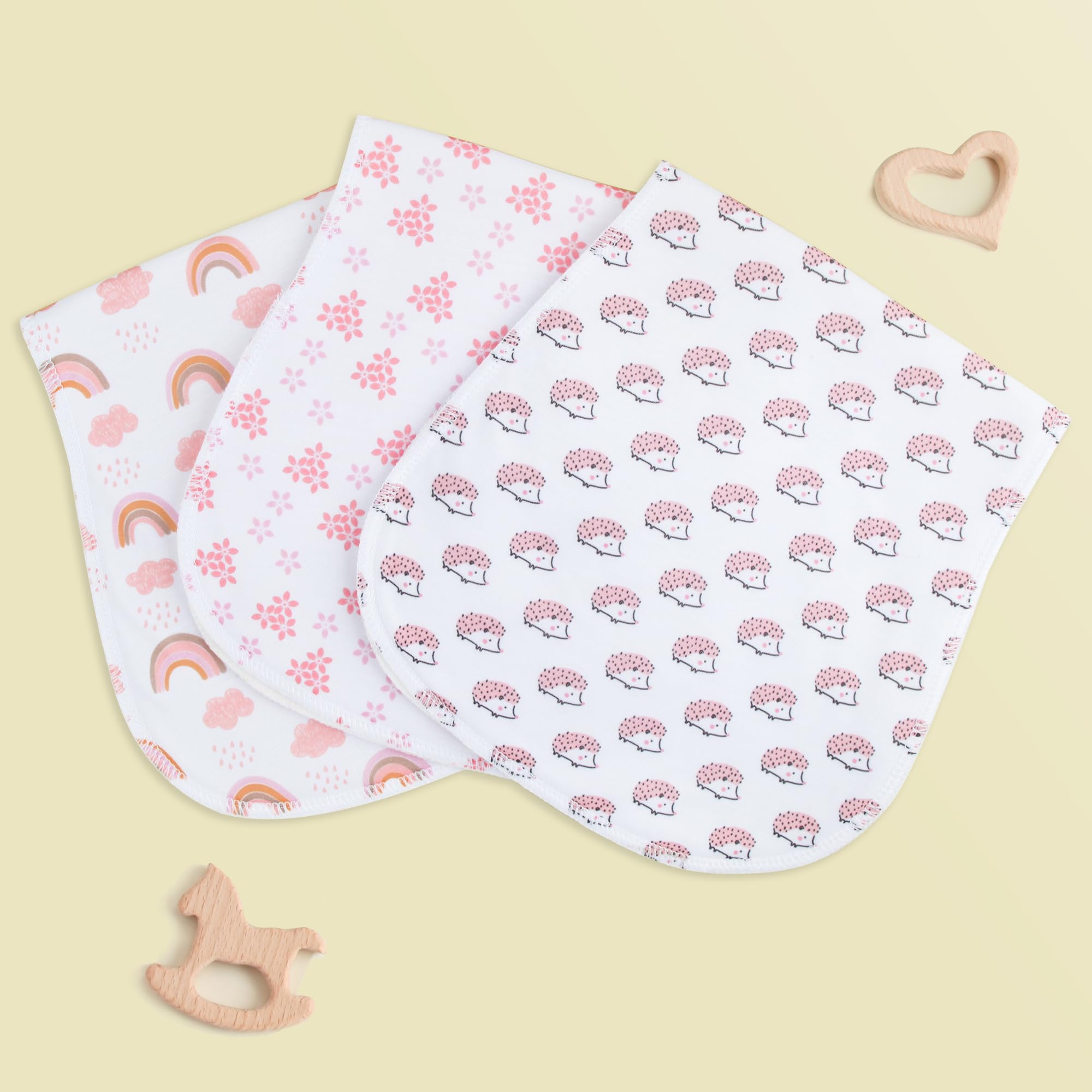 Benoxine 2-in-1 Burp Cloths and Baby Bibs - 6 Pack Large Super Absorbent Soft Cotton Burping Cloths for Spit Up, 3 Layers Thick Baby Burp Rags for Girls & Boys