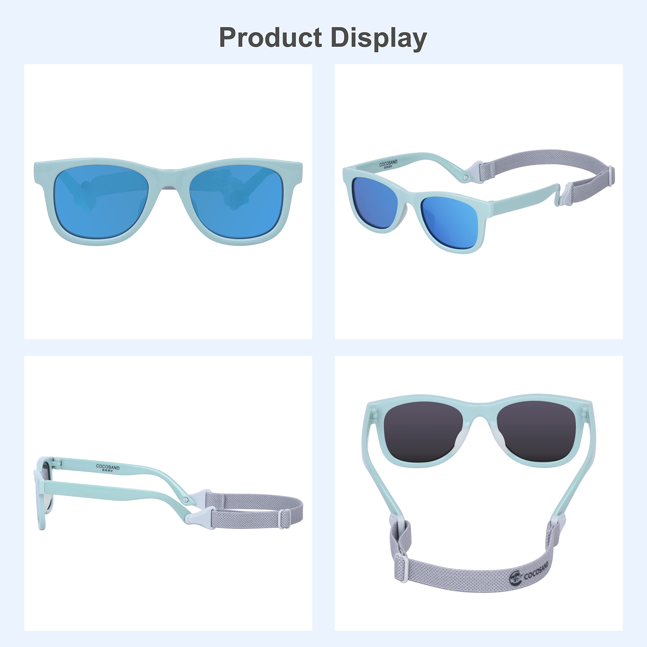 COCOSAND Flexible Polarized Baby Sunglasses with Strap & Silicone Nose Pads