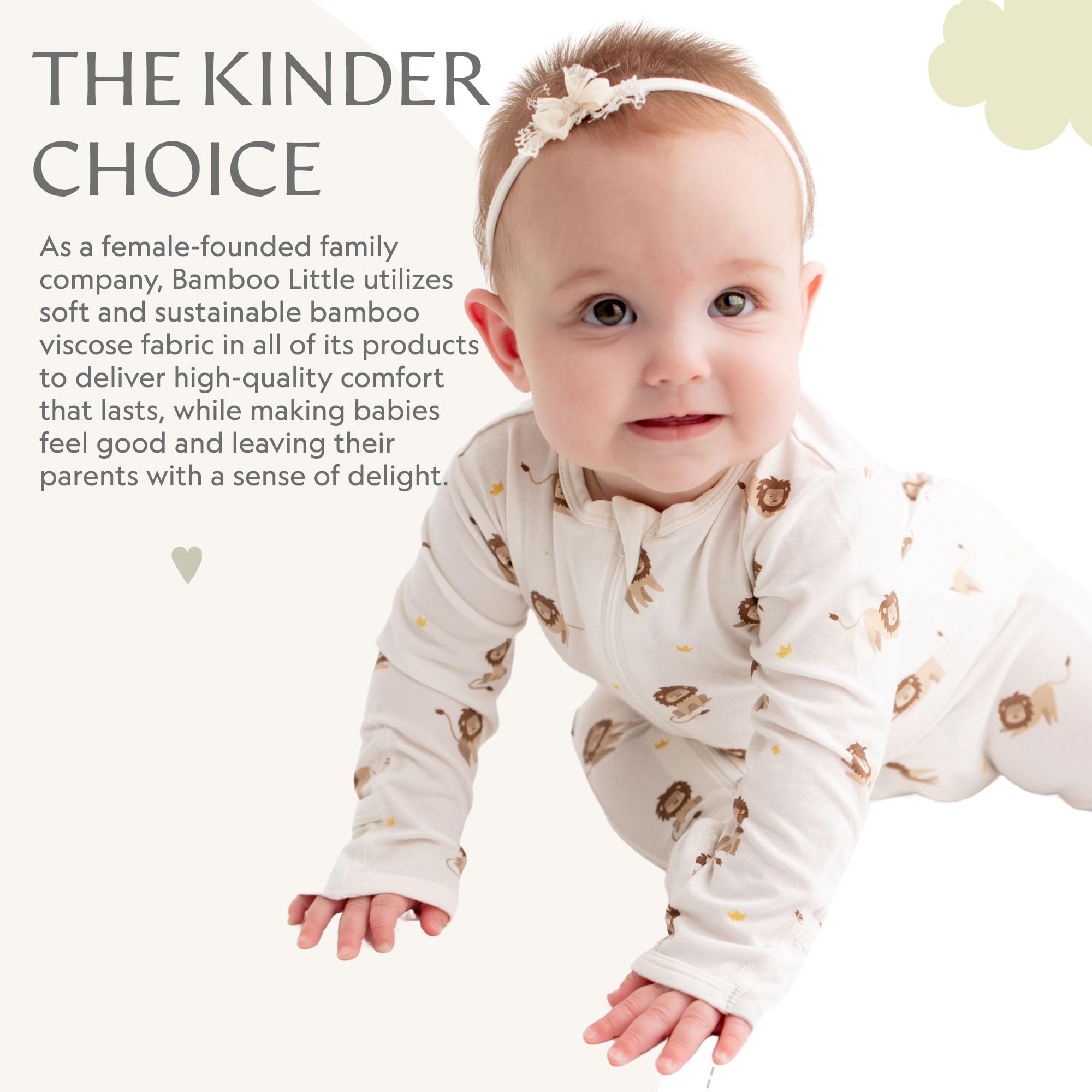 Bamboo Little Soft Baby Footie Pajamas, Baby Clothes, Newborn Sleepers, 95% Viscose and 5% Spandex, Lion, 0-3 Months