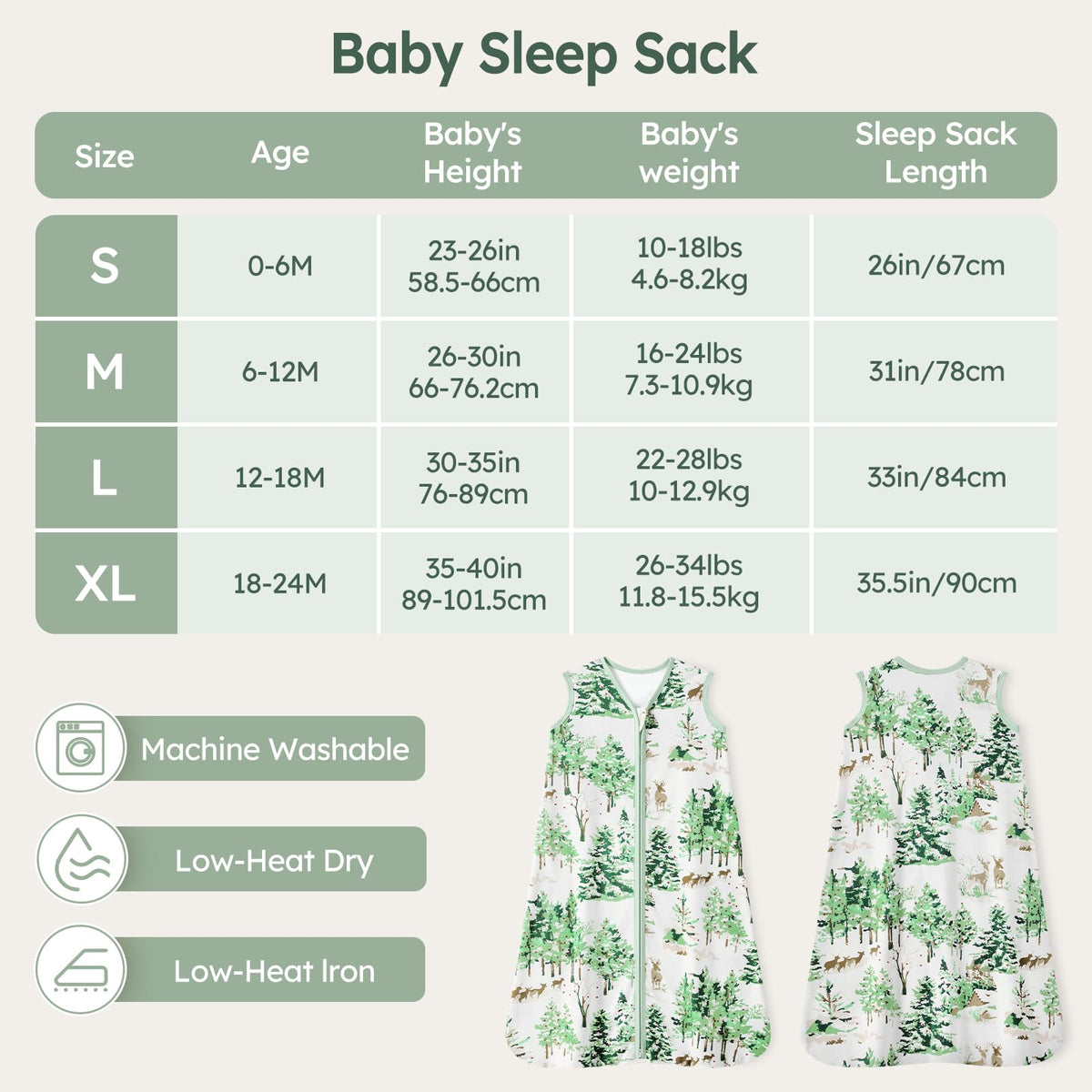 Unnivoll Baby Sleep Sack 18-24 Months 100% Cotton Lightweight 0.5 TOG Wearable Blanket Baby Sleep Bag with 2-Way Zipper for Infant Toddler Apricot Elephant