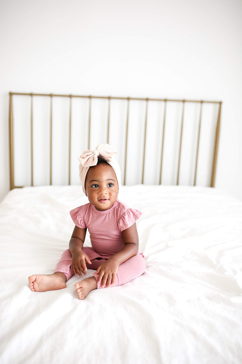 Posh Peanut Baby Girl Pajamas – Ruffled Cap Sleeve Romper PJs – Soft Viscose from Bamboo One-Piece for Babies & Toddlers (2 Years) Dusty Rose