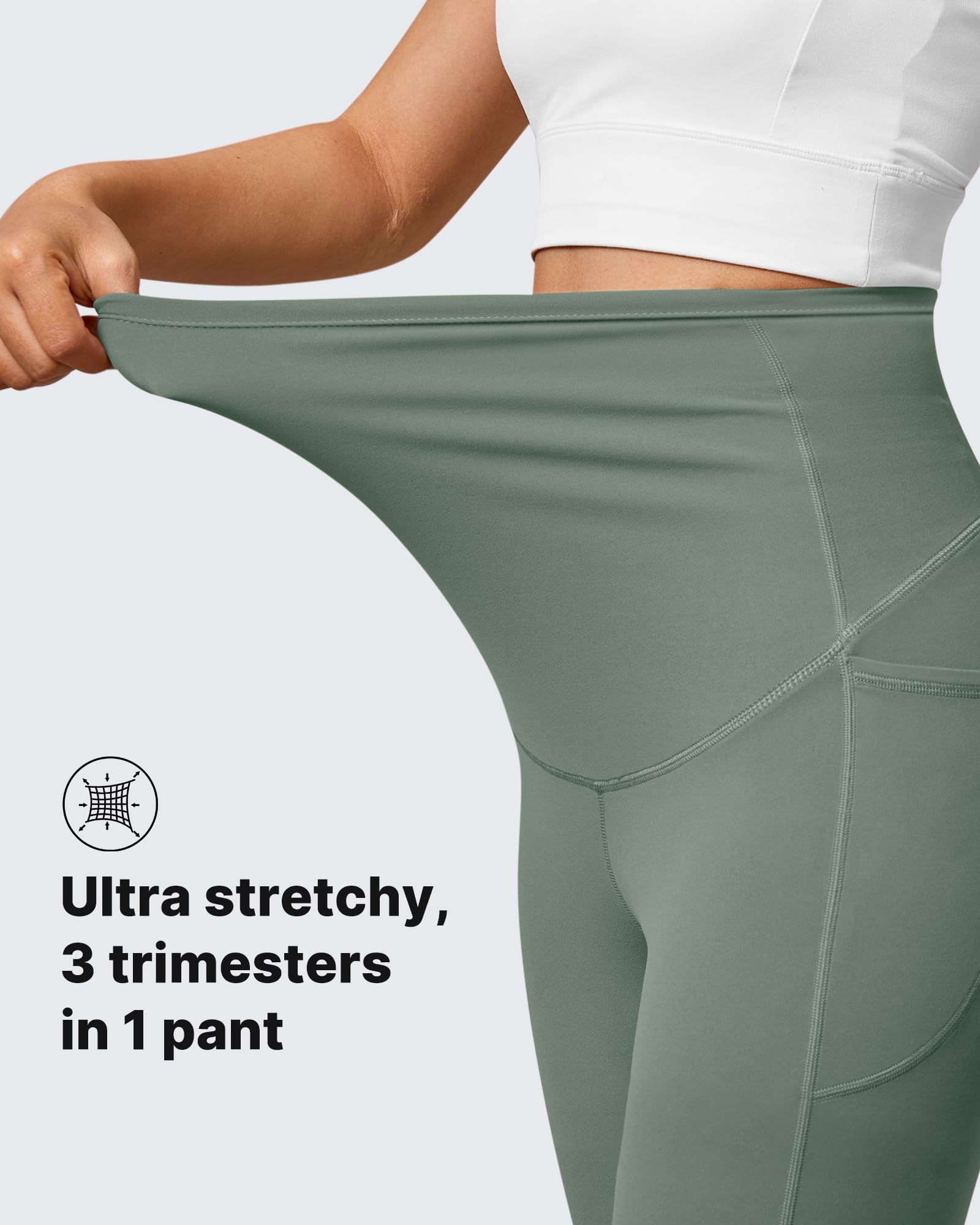 G4Free Maternity Flare Leggings Pregnancy Outfits,Gray Sage,XL,Petite